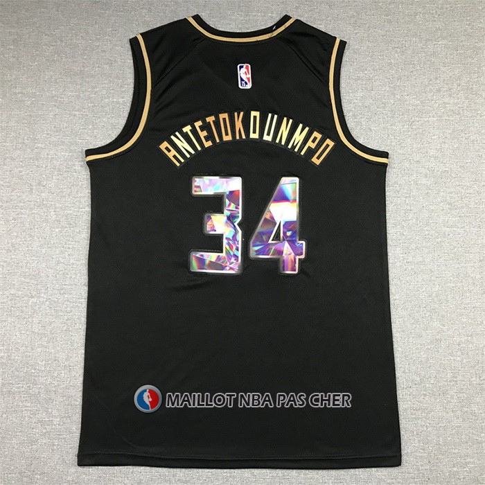 Maillot Golden Edition Milwaukee Bucks Giannis Antetokounmpo NO 34 2021-22 Noir